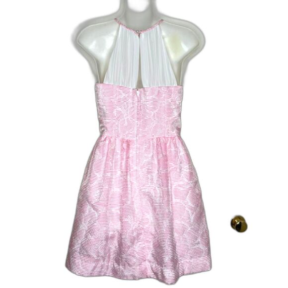 LILLY PULITZER KAILEY PINK & WHITE FLORAL CHIFFON HALTER DRESS SIZE 2 ROSY POSIE - Picture 11 of 14